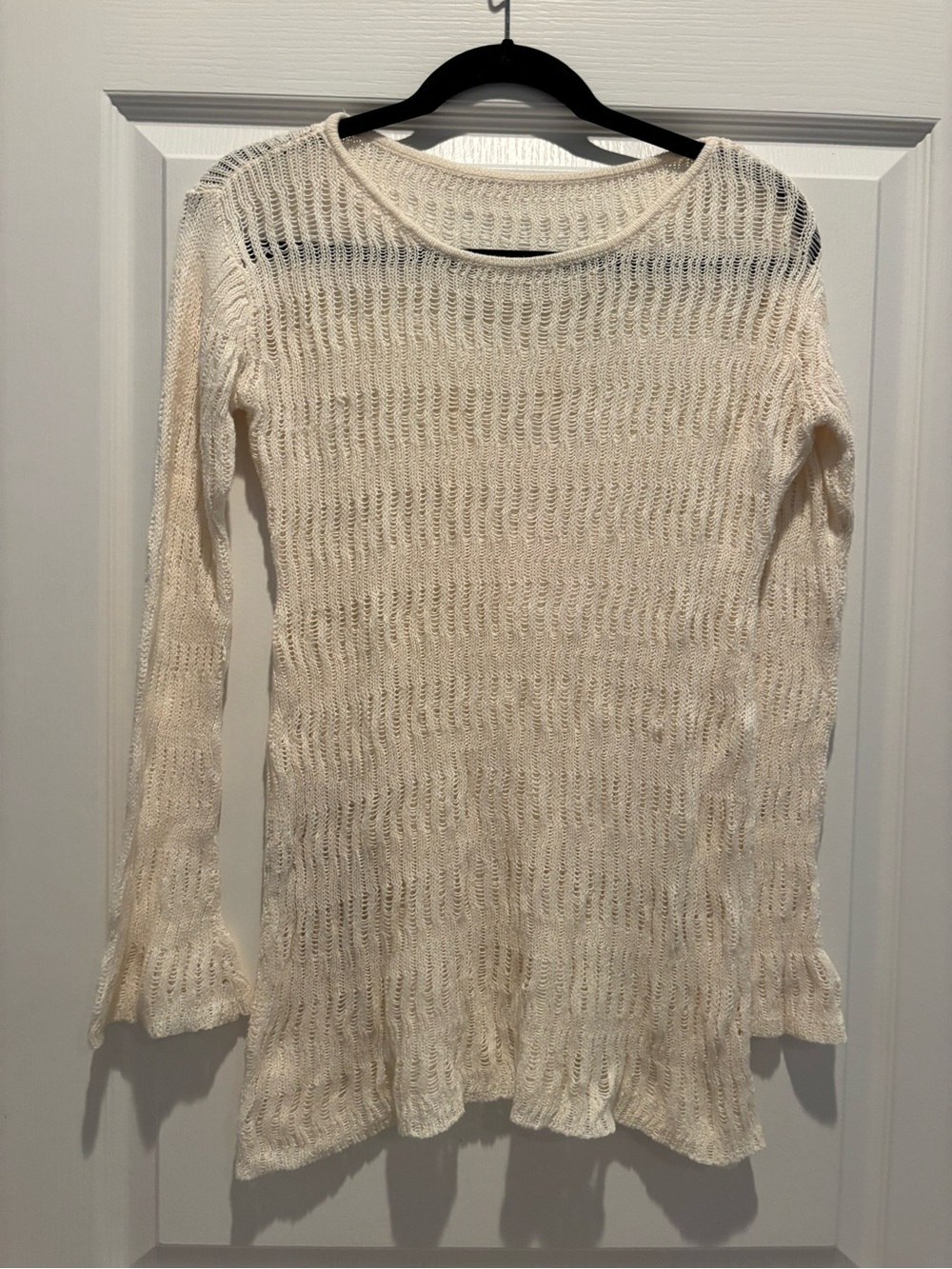 Lightweight Cream Open-Knit Women's cover up